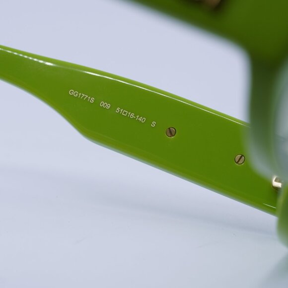 🕶️ New Gucci GG1771S 009 Sunglasses - Shiny Acid Green Frame, Green Lenses - Picture 7 of 10